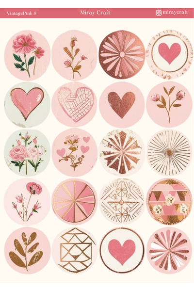 MirayDesign 1 autocolant tematic vintage roz (12x17 cm) pentru Bullet Journal...