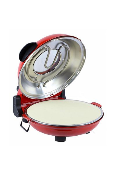 Hausberg Speciální XL pec na pizzu HB-675RS s kamennou pečící plochou, 405 °C, červená