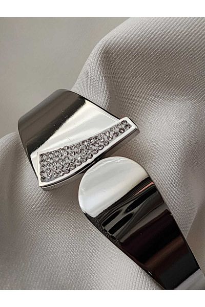 ZÜLİSCH Steel Clamp Silver Color Stone Stainless Water Resistant