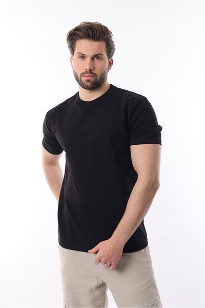 Madmext Μαύρο μπλουζάκι με κοντό μανίκι Crew Neck Basic 7042