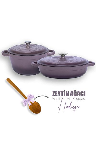 Organik Hayat Dostu Lava Casting 2X New Heritage Series Casting Iron Pot Pan Set