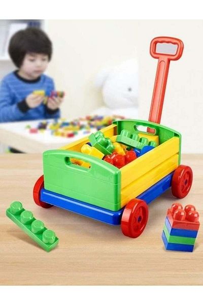 Toybox Wagon With Large Multicolor Educational Building Blocks