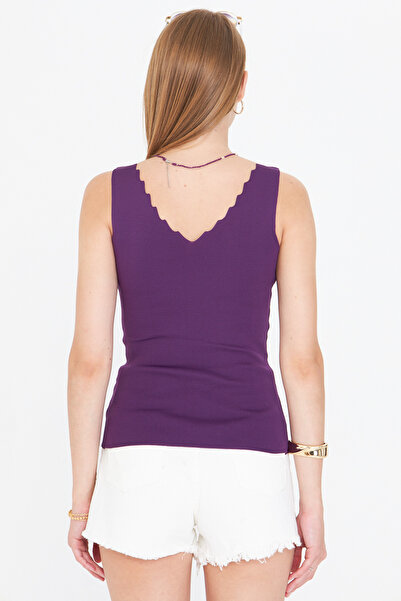 armonika Women's Purple Zigzag V Neck Camisole Blouse Arm-23Y069004