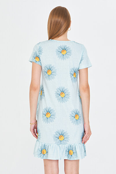 armonika Rochie de damă mentă cu mâneci scurte cu șase volane ARM-25Y001066