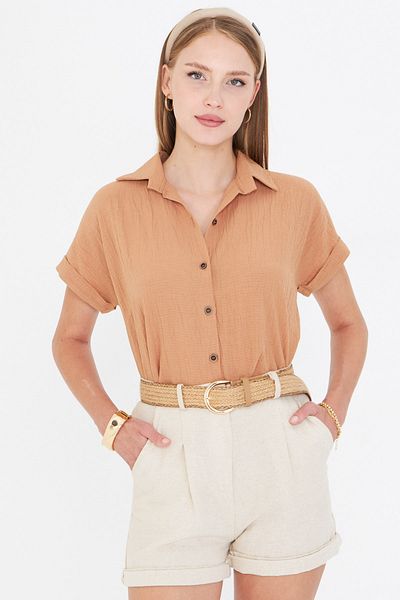 armonika Women's Mink Short Sleeve Shirt Arm-19Y001088