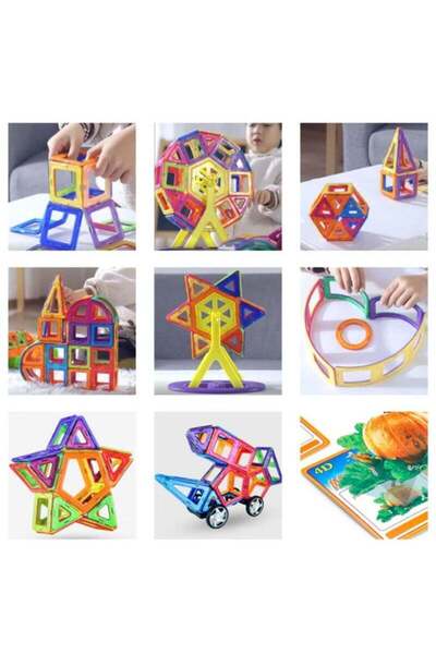 COOYA 97 Pieces Building Block Toys Colorful Magnetic Geometric Durable Building Block Playset