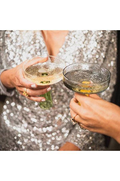 OEM Champagne Coupe Glasses, Set of 2, Pale Green Color