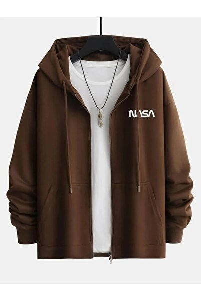 DAXİS Sportwear Company UNISEX Nasa Baskılı Fermuarlı Sweatshirt