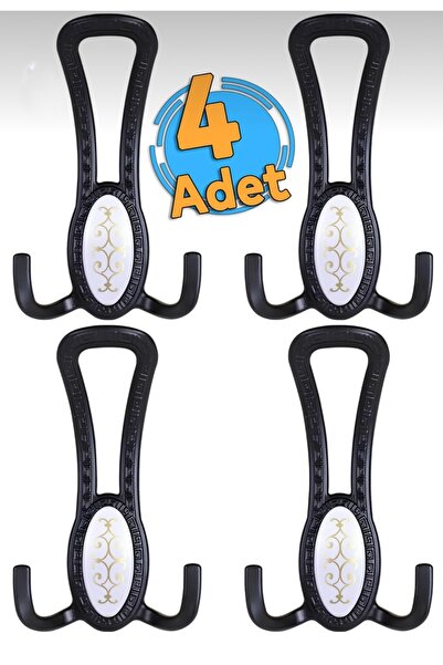 DİKO Portmanto Vestiyer Duvar Askısı Dolap Askılığı Mat Siyah (4 Adet)