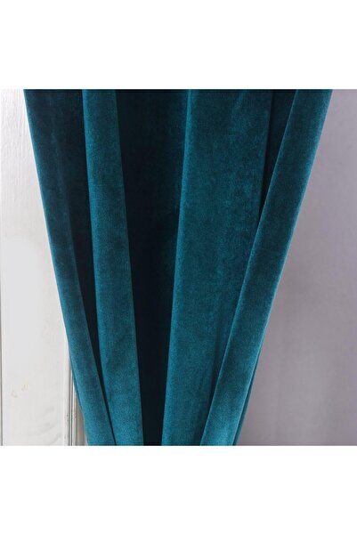 Metropolitan Concept Set Of Two Velvet Curtains Konan, Turquoise, Worked On Staple Rings, 2x150x250 Cm