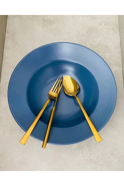 Demet Çeyiz Aksesuar Tabak Makarna Mat Mavi 26 Cm