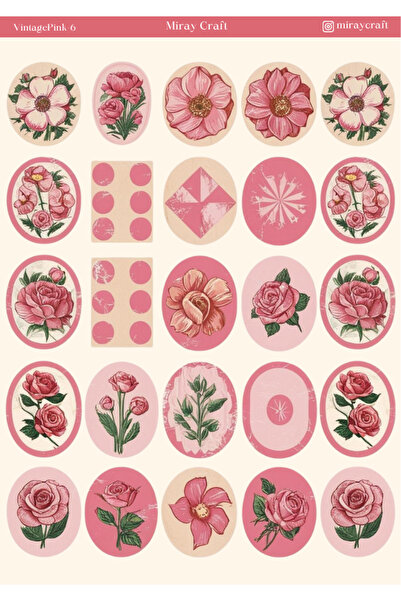 MirayDesign 1 autocolant tematic vintage roz (12x17 cm) pentru Bullet Journal...