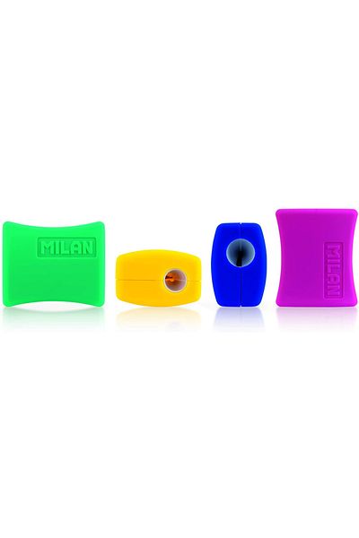 Milan Mechanical Double Pencil Sharpener with Container Milan, Plastic Rubber