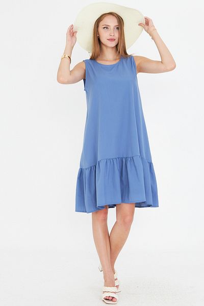 armonika Rochie cu volane cu fusta fara maneci Ice Blue pentru femei ARM-18Y001156