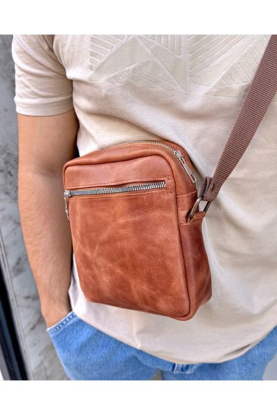 Fil Deri Genuine Leather - Magnetic - Hanger - Zippered - Shoulder Bag 1010