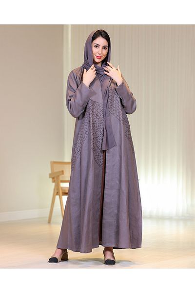 Elegant عباية لنن يباني تطريز يدوي