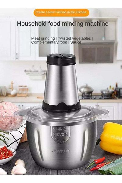 COOYA Electric Meat Grinder, Stainless Steel Food Chopper, 200W High - Power Mixer with 4 Sharp Blades