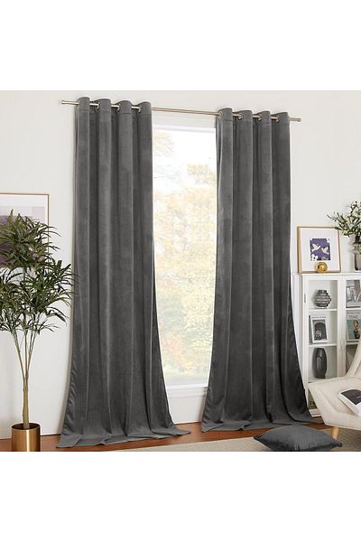 Metropolitan Concept Set Of Two Konan Velvet Curtains, Dark Gray, Worked On Staple Rings, 2x150x250 Cm