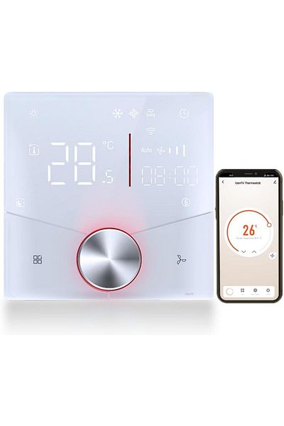UanTii Smart Thermostat Tuya Wifi Central AC Thermostat 2 Pipe, Smart Knob HVAC Fan Coil Smart Tempe