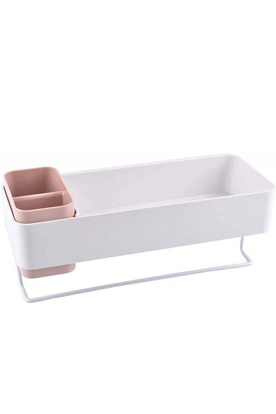 EG STORAGE Storage shelf, plastic/metal, white, 33 x 13 x 14.4 cm