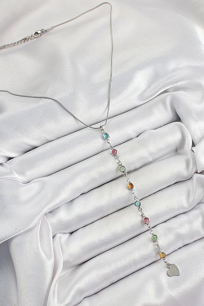 Store Brass Silver Color Mixed Color Zircon Stone Y Women Necklace