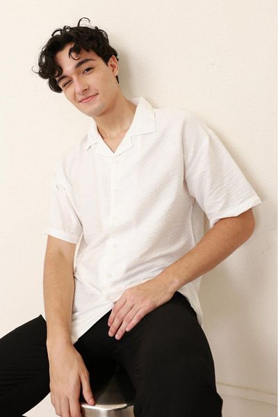 ALANAQA Unisex Plain Short Sleeve Casual Shirt