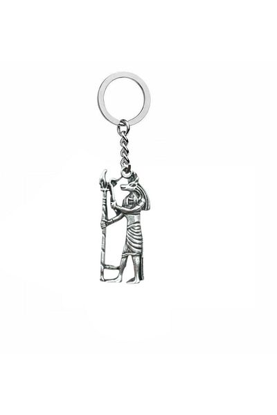Herşey Nota Metal Keychain with Anubis Figure – Mystical Ancient Egyptian Design