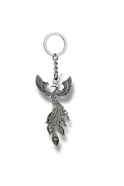 Herşey Nota Phoenix Soul – Unisex Metal Keychain with Emerald Bird Figure