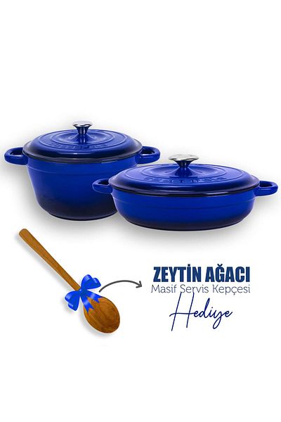 Organik Hayat Dostu Lava Casting 2X New Heritage Series Casting Iron Pot Pan Set