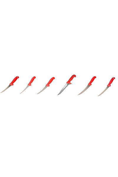 SDX Market Set of 6 butcher knives of different sizes with non-slip handle Red, Sdx Marketï¿½