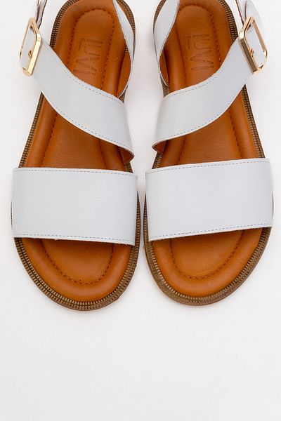 LuviShoes Sandale de damă MAJESTY din piele naturală din piele albă