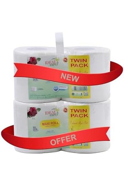 Ideal Pack Maxi Roll Twin Pack – 2 Paper Towel Rolls, 2-Ply Absorbent Tissue for Kitchen, Cleaning