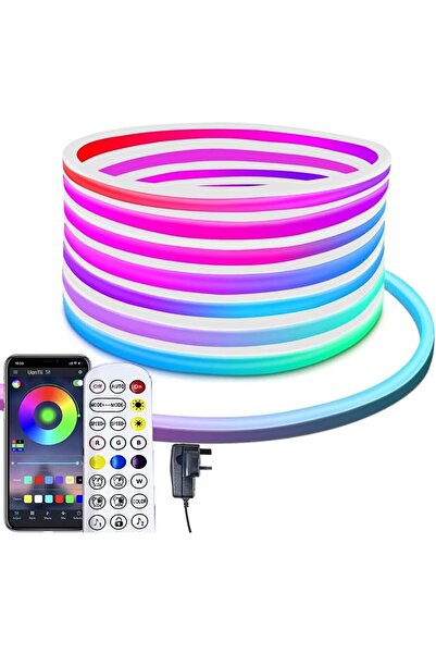 UanTii شريط إضاءة نيون ذكي RGB مزود بخاصية التحكم عن بعد بتقنية البلوتوث وشري...