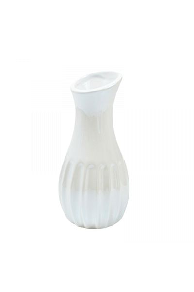 wei inox Vaza decorativa, ceramica, alba, 18x7.5 cm