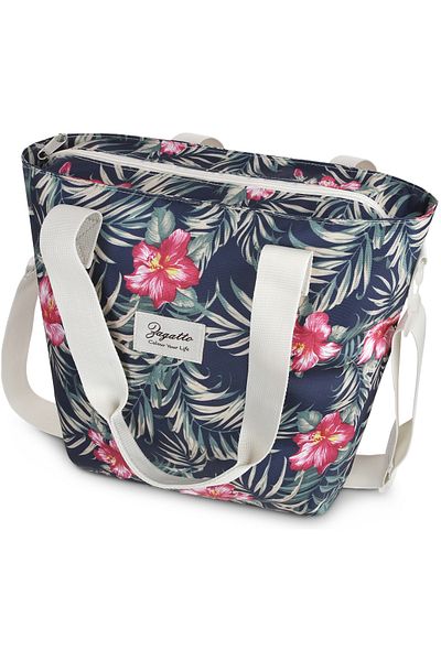 zagatto Geantă de umăr albastră cu imprimeu floral pentru femei, model crossbody, format A4, 35x34x17 cm, ZG742