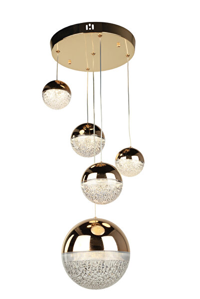 Begüsa Galaksi Ledli 5.li Avize Gold Kaplama