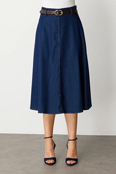 Ekol Midi Boy Kemerli Etek 01048