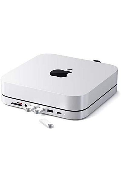 Satechi موزع USB-C - حامل وموزع من الألومنيوم من النوع C - منفذ بيانات USB-C، قارئات بطاقات Micro/SD، USB 3.0 و