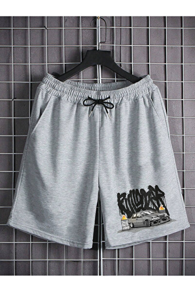 De Carte شورت رجالي مطبوع من الليكرا باللون الأسود مريح من Drifting Crash