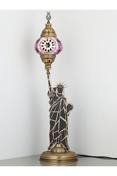 Demmex Decorative Table Lamp with Mosaic Stones - Statue of Liberty Design