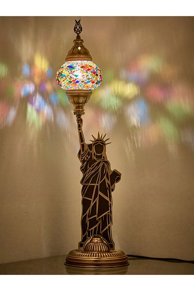 Demmex Decorative Table Lamp with Mosaic Stones - Statue of Liberty Design