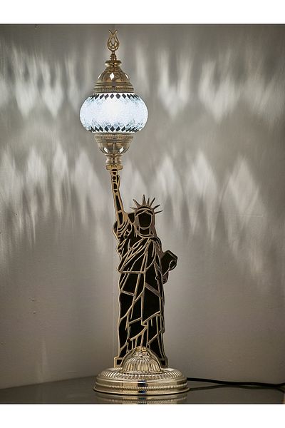 Demmex Decorative Table Lamp with Mosaic Stones - Statue of Liberty Design