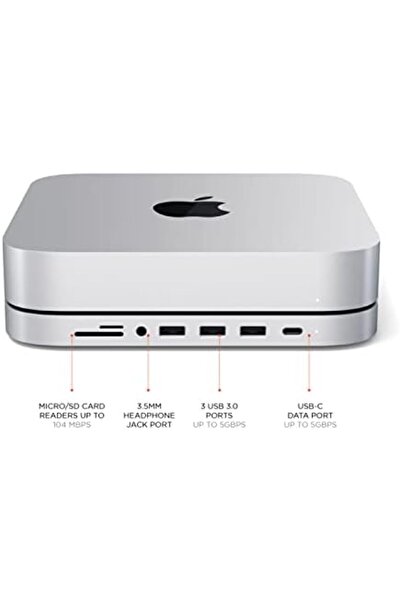 Satechi موزع USB-C - حامل وموزع من الألومنيوم من النوع C - منفذ بيانات USB-C، قارئات بطاقات Micro/SD، USB 3.0 و