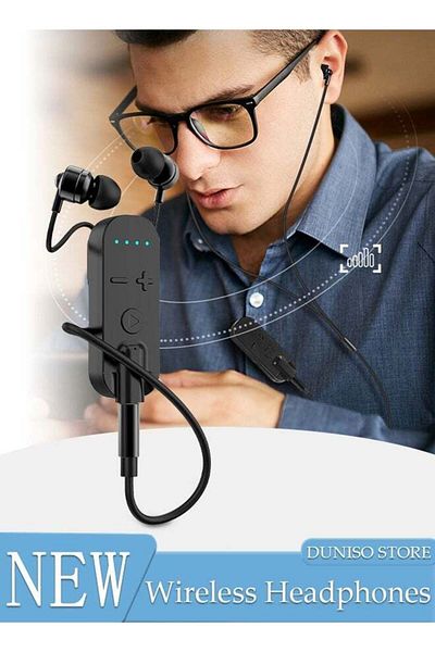 Generic DUNISO Clip On Bluetooth Earphones Bluetooth Headphones Collar Clip Wireless Headsets LED Battery Di
