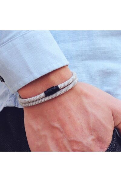 Choice S 18.5cm 7.3Inch silver grey New Minimalist Men Rope Bracelet Double L...