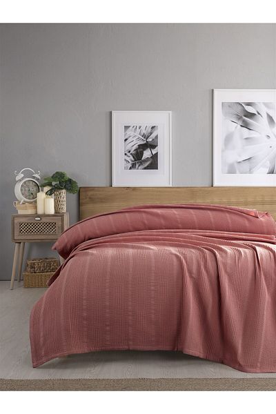 Sevim Double Waffle Pike 210X230Cm, 100% Cotton, Honeycomb Design, Terra