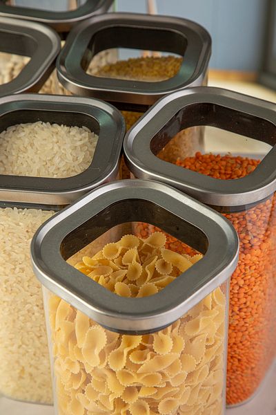 Lizzy 1600 ml Square Glass Jar with Steel Lid Set of 6