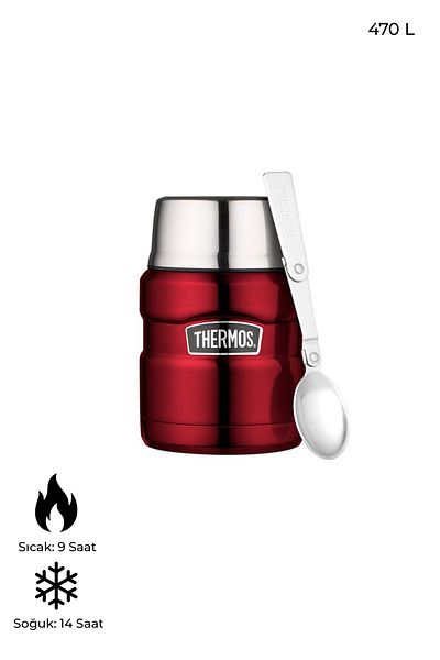 Thermos Stainless Steel 470 ml Food Thermos – Leakproof Wide Mouth with Spoon Serving Lid