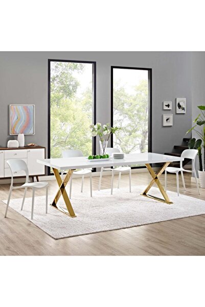 Hitit Dekorasyon Shine Gold Metal Yemek Masası