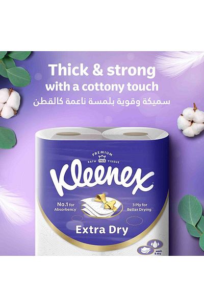 Kleenex Extra Dry Toilet Tissue Paper Embossed 3ply 4 x 140 Sheets